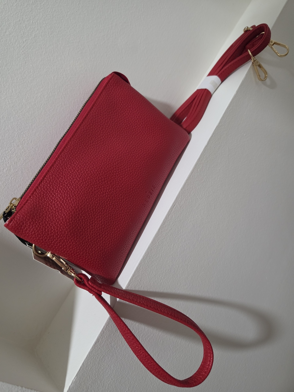 Kedzie Red Leather Crossbody Wristlet Bag